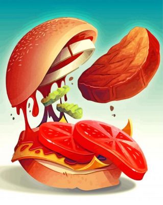 burger illustration paint by numbers