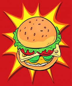 Burger Retro Pop Art paint by numbers
