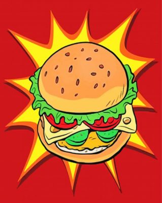Burger Retro Pop Art paint by numbers