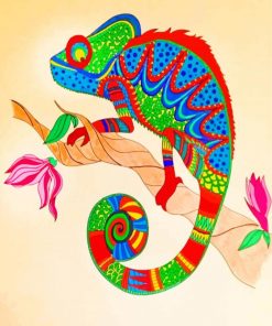 Colorful Chameleon Lizard Mandala paint by numbers