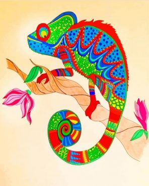 Colorful Chameleon Lizard Mandala paint by numbers