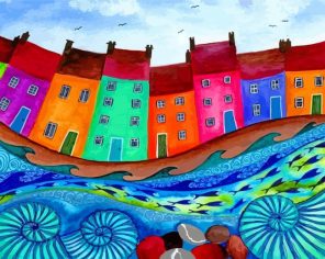 Colorful Houses Art paint by numbers