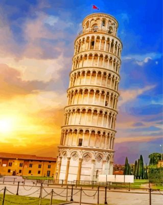 leaning tower sunset paint by number