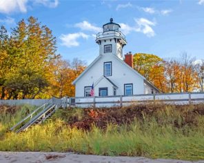 michigan Mission Point Lighthouse paint by number