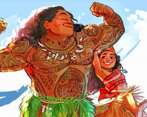 Moana And Chief Tui paint by number