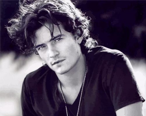 Monochrome Orlando Bloom paint by numbers