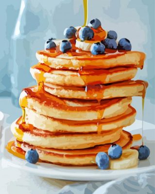 Pancakes With Honey And Blueberry paint by numbers