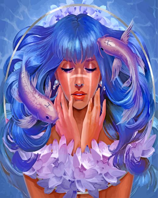 Pisces Girl Paint By Numbers - Numeral Paint Kit