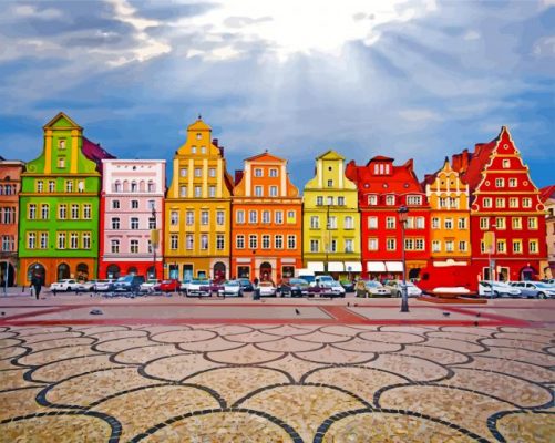 salt market square colorful buildings paint by numbers