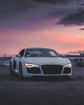 Aesthetic White Audi R8 paint by numbers
