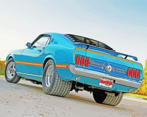 Blue Ford Mustang Car paint by numbers