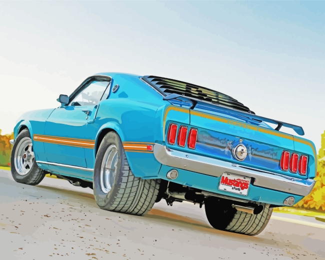 Blue Ford Mustang Car Paint By Numbers - Numeral Paint Kit