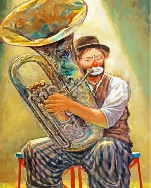 Clown Playing Baritone paint by numbers