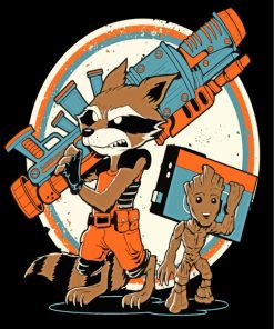 Rocket An Groot Illustration paint by numbers