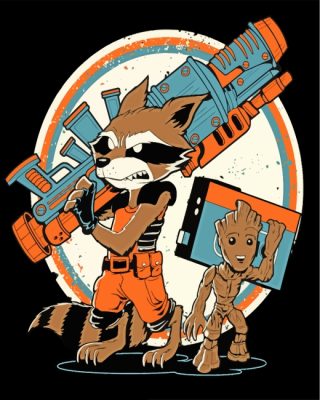Rocket An Groot Illustration paint by numbers