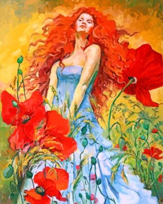 Aesthetic Ginger Lady And Flowers paint by numbers