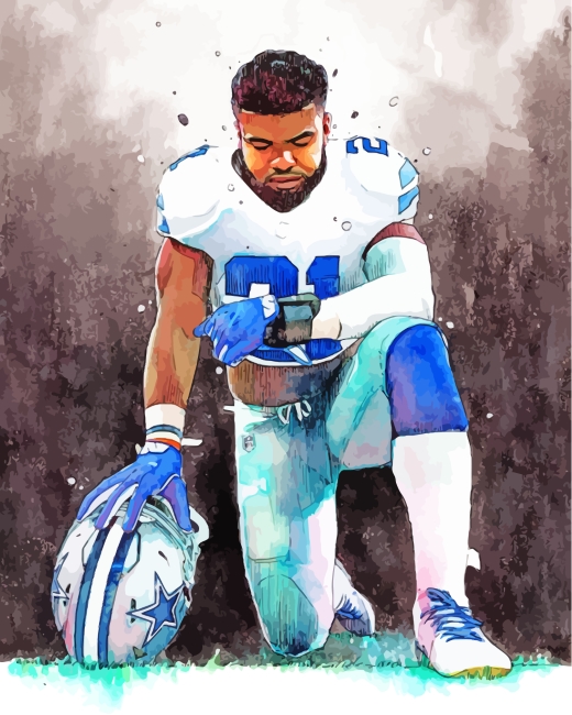 KERAXL Ezekiel Elliott Ezekiel Elliott Football Player Poster For Walls  Signed Football Canvas Prints For Boys Bedroom Unframe-style