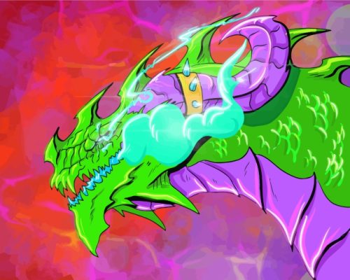 Colorful Neon Dragon paint by numbers
