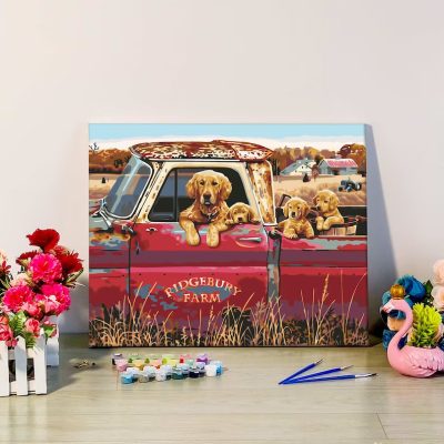 Custom Dog in a car Paintings