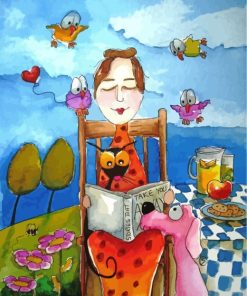Woman Reading A Book paint by numbers