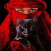 Aesthetic Arab Woman And Black Cat