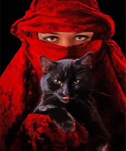 Aesthetic Arab Woman And Black Cat