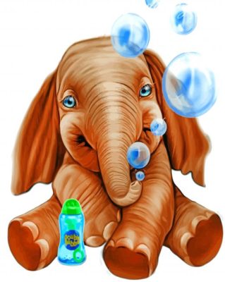 Baby Elephant And Bubbles paint by numbers