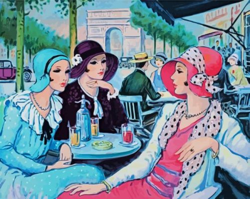 Parisian Deco Ladies panels paint by numbers