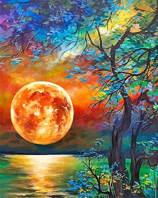  TOCARE Paint by Numbers Kit for Adults Flowers Moon, Moon Paint  by Number for Adults Teens Beginners on Canvas Nature Scenery16x20Inch