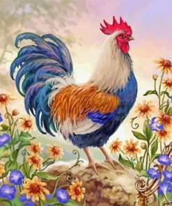Rooster And Flowers paint by numbers