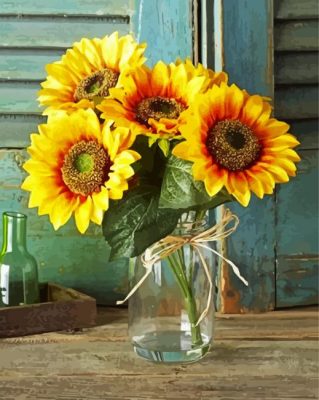 Aesthetic Yellow Sunflower Vase paint by numbers