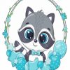 Cute Baby Raccoon panels paint by numbers