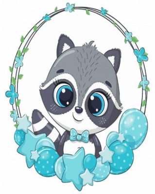 Cute Baby Raccoon panels paint by numbers