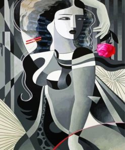Monochrome Cubism Woman paint by numbers