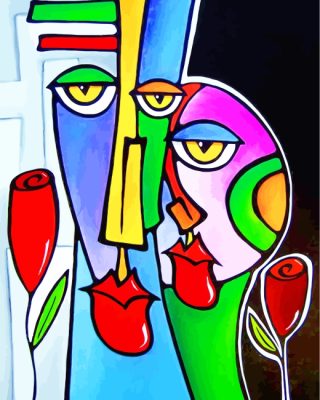 Abstract Faces paint by numbers