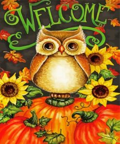 Owl With Pumpkins paint by numbers