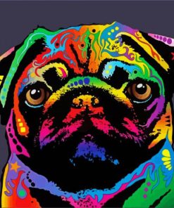 Colorful Pug Dog paint by numbers
