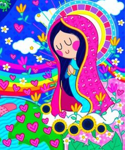 Virgencita Plis Illustration panels paint by numbers