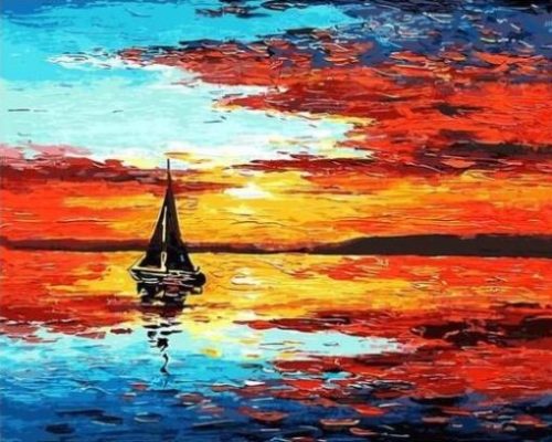 Sunset Sailboat paint by numbers