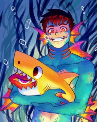 Baby Shark And Merman  paint by numbers