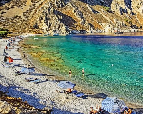 Beach In Symi Greece Paint by numbers