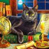 Beautiful Black Cat With Candle Paint by numbers