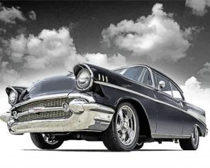 Black And White 57 Chevy paint by numbers