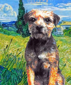 Border Terrier In Green Wheat Field paint by numbers