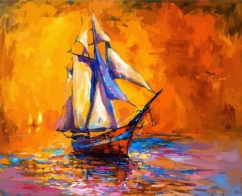 DIY Paint by Numbers for Adults Beginner Sailboat at Sea Oil Paint