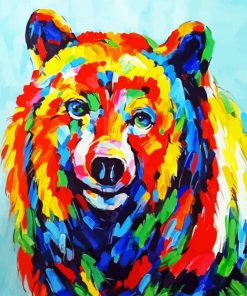 Colorful Bear Head Art paint by numbers