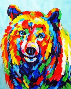 Colorful Bear Head Art paint by numbers