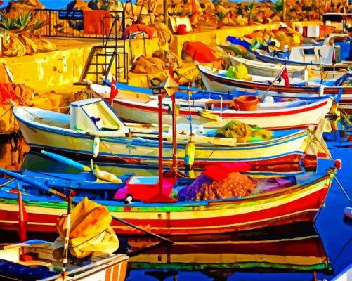 Colorful Boats paint by numbers