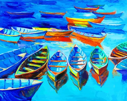 Colorful Boats Art paint by numbers