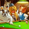 Dogs playing billiards paint by numbers